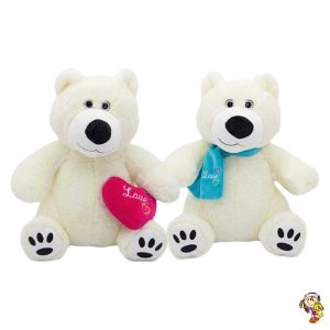 Oso polar de peluche con corazón 28 cm sentado